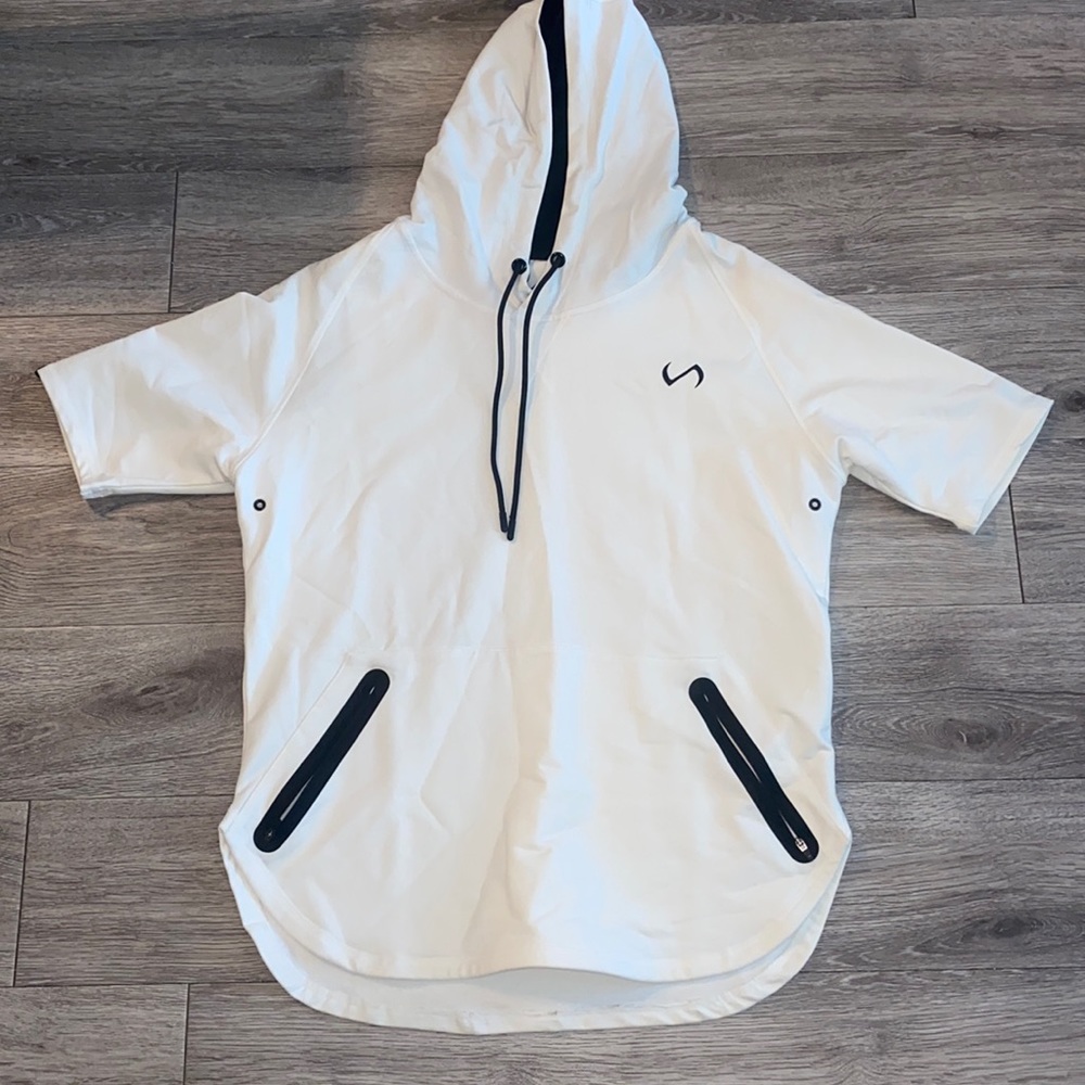Oversized White Short Sleeve Hoodie